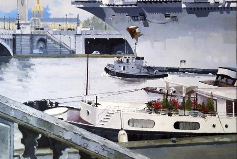 © Gérard Pétillat – Retour à quai – Huile sur toile 65 x 92 cm